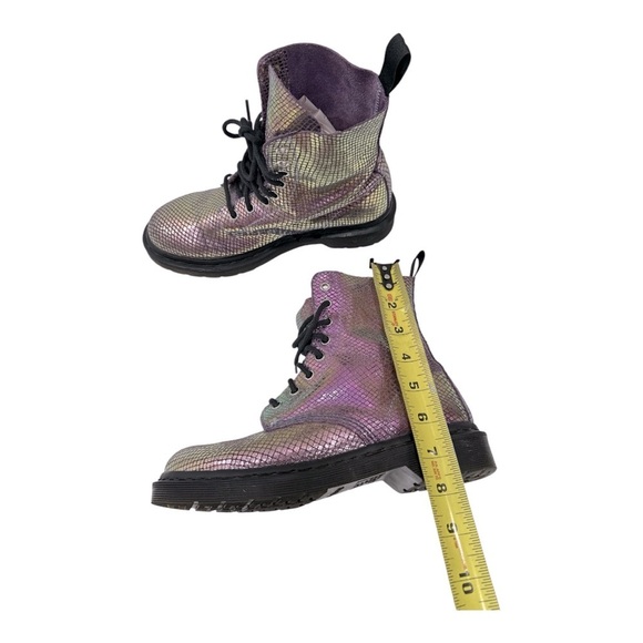 Dr. Martens Purple Combat Moto Boots 1460 PASCAL SNAKE METALLIC SUEDE BOOTS L 7 - Picture 7 of 10